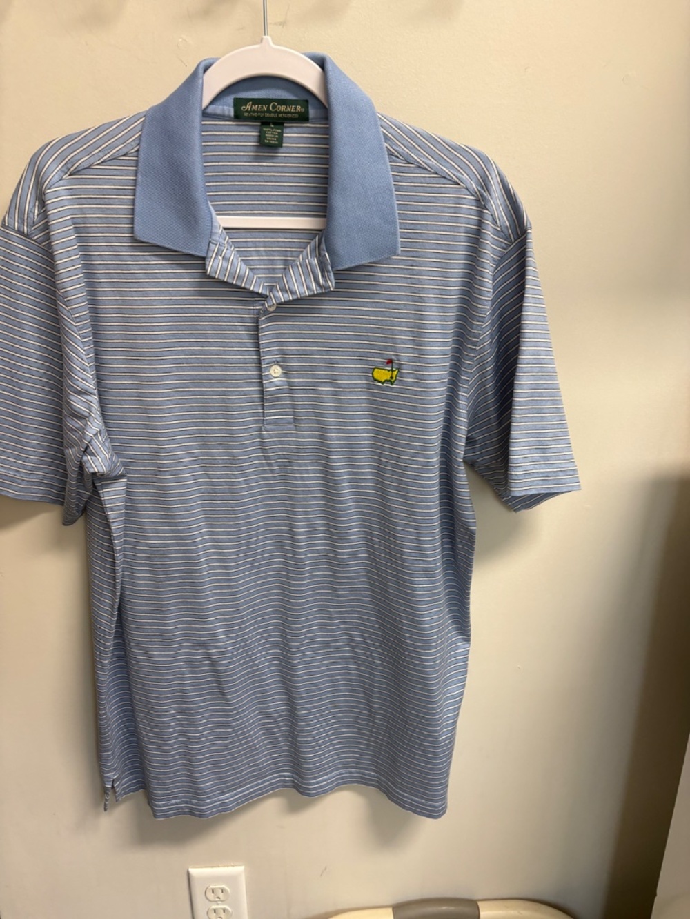 Amen Corner Masters Blue Striped Polo Shirt Pima Cotton Size Large